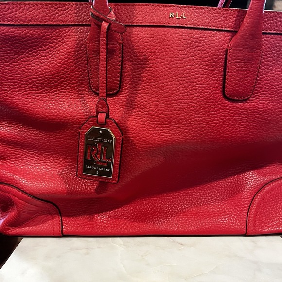 Lauren Ralph Lauren Fairfield City Shopper Poppy Orange W Shoulder‎ Strap Preppy - Picture 2 of 7